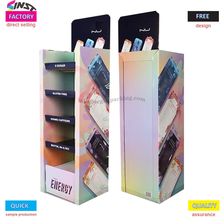 에너지 드링크 디스플레이 랙: 색상과 정보를 사용하여 고객의 눈에 